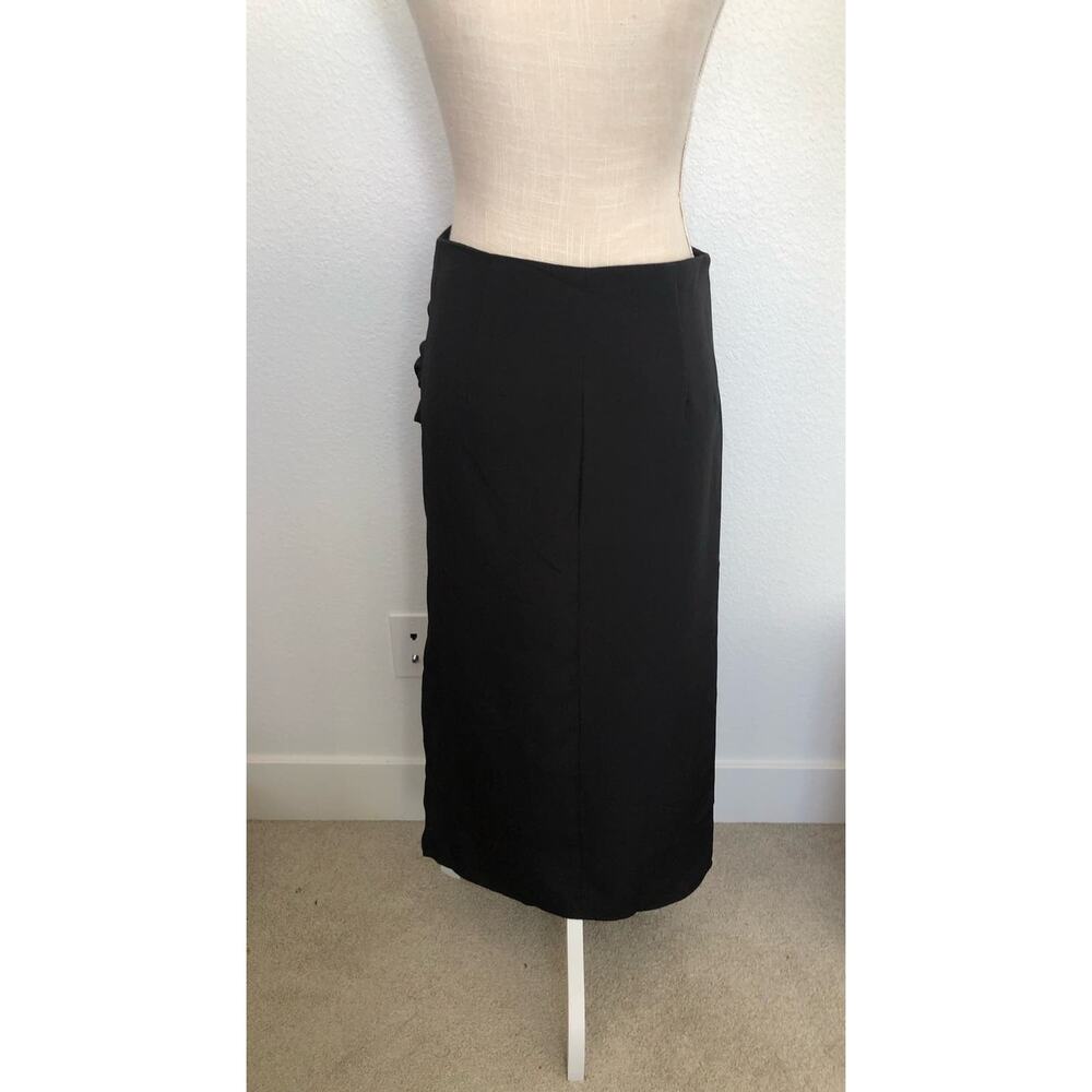 Commense Black Lightweight Ruched Midi Skirt - M - Picture 5 of 6